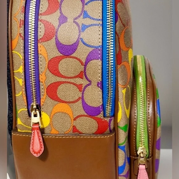 RARE LIKE NEW! Coach Backpack In Rainbow Canvas Multi PRIDE Bag Purses Designer🌈 - Picture 8 of 16